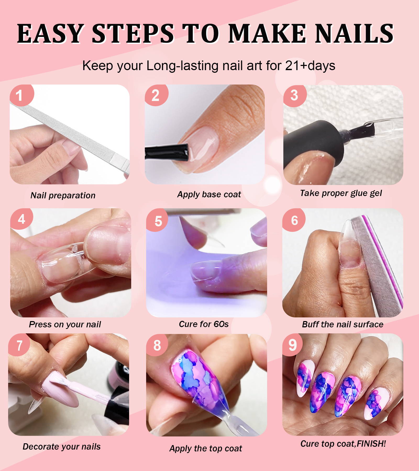 YEVYO Nail Tips and Glue Kit